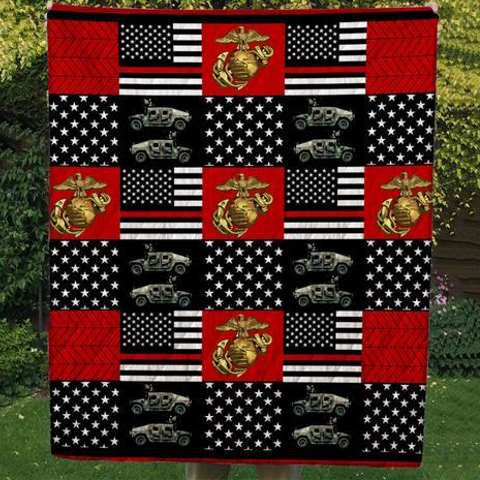 Marines Corps Custom Handmade 3D Quilt Blanket