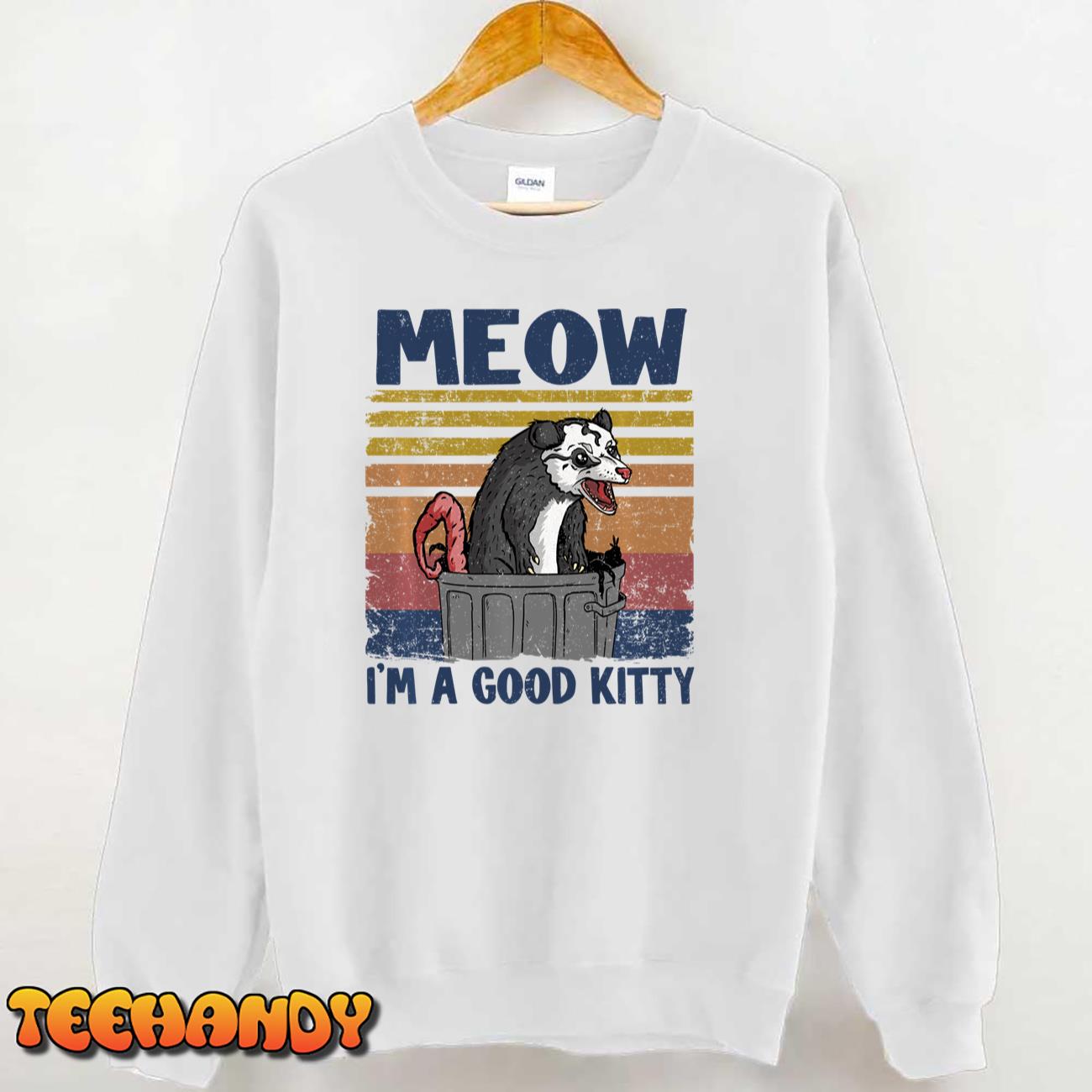 Meow I Am A Good Kitty Jokes Opossum Meme Possum Sweatshirt