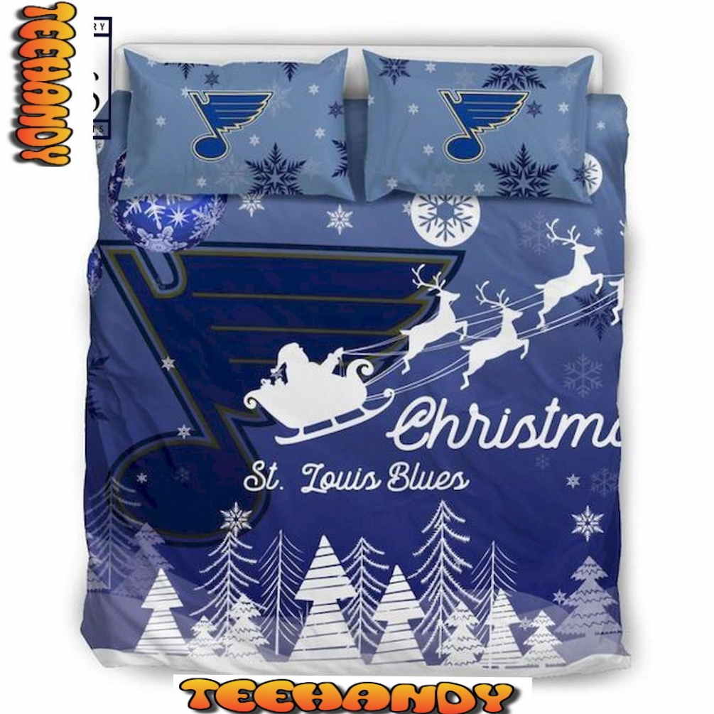 Merry Christmas St Louis Blues Hockey Bedding Set