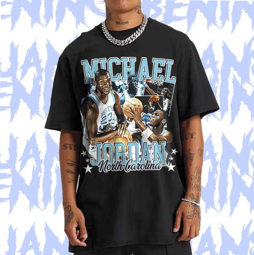 Michael Jordan UNC 90s Style Vintage Bootleg Tee graphic T Shirt