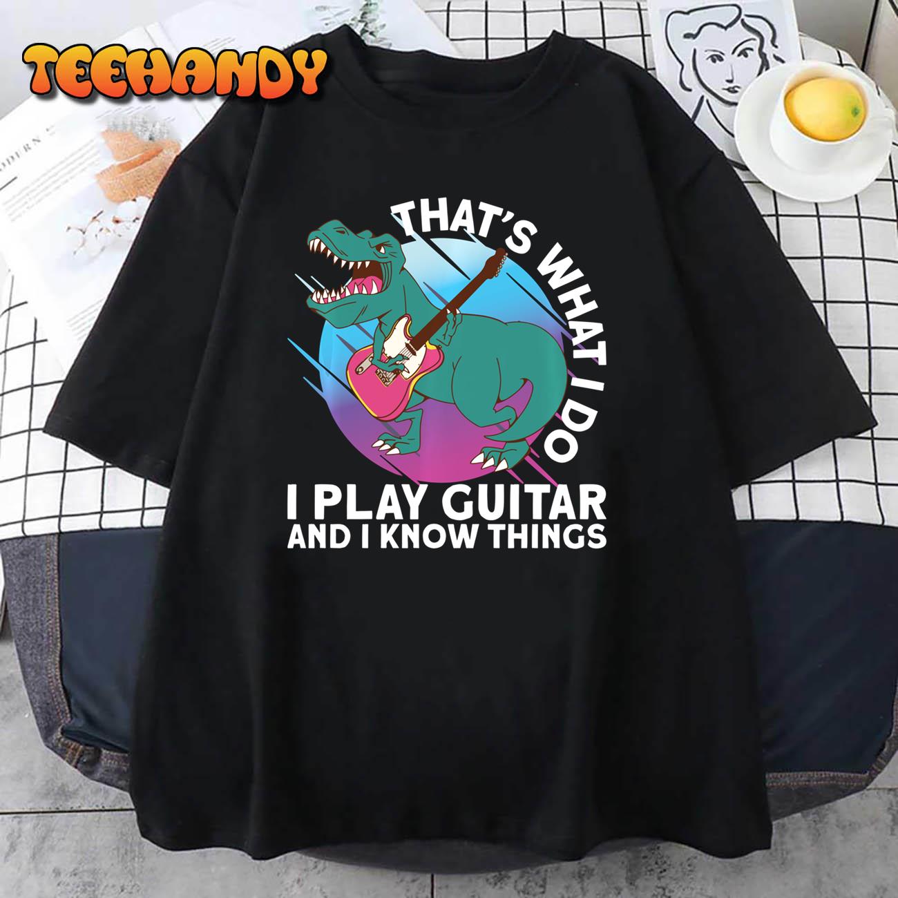 Music Design With Guitars, TRex Dino Dinosaur Funny Quote Long Sleeve T-Shirt