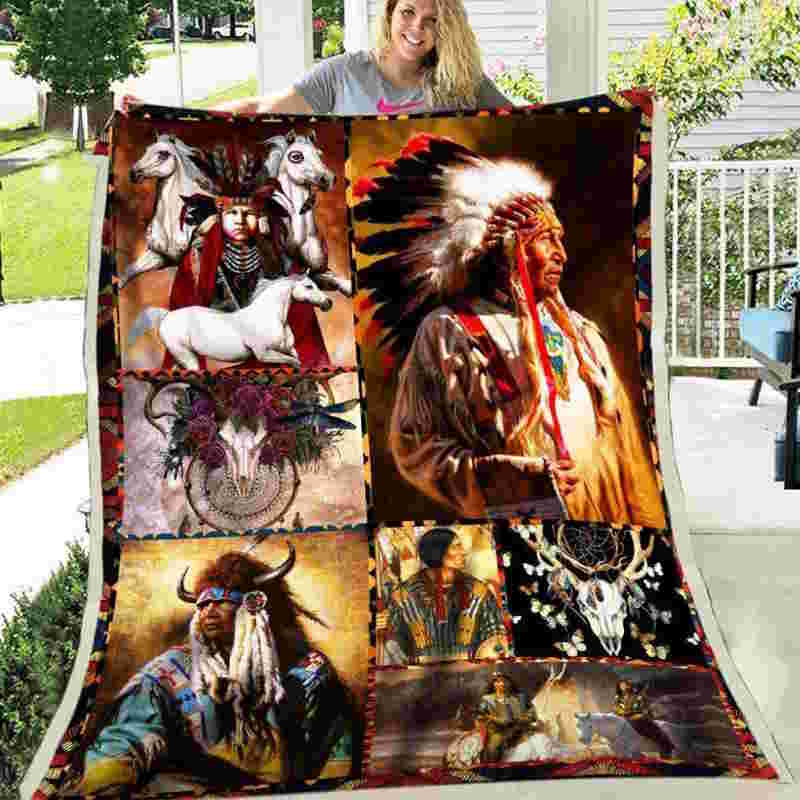 Native Americantribal Love 3D Quilt Blanket