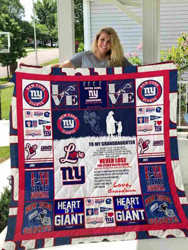 New York Giants To My Granddaughter Love Grandmom Quilt Blanket