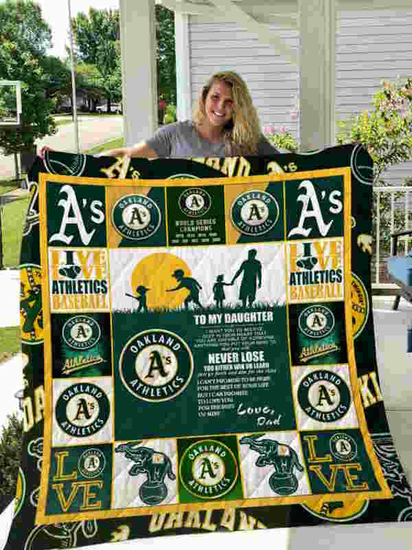 Oakland Athletics To My Daughter Love Dad Quilt Blanket