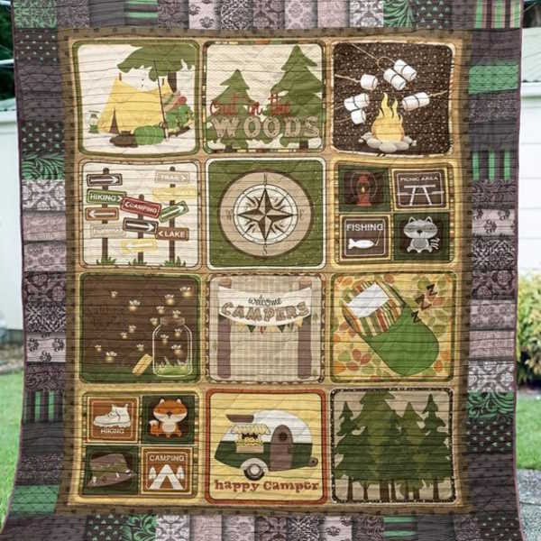 Out In The Woods Camping 3D Quilt Blanket