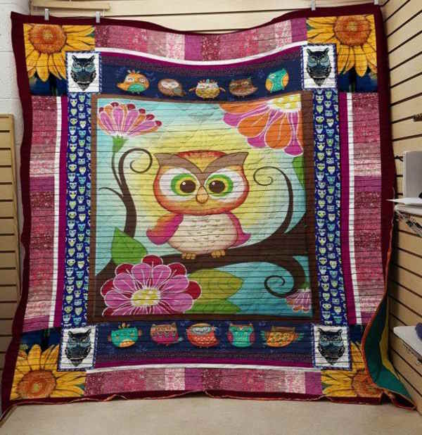 Owl And Flower 3D Quilt Blanket