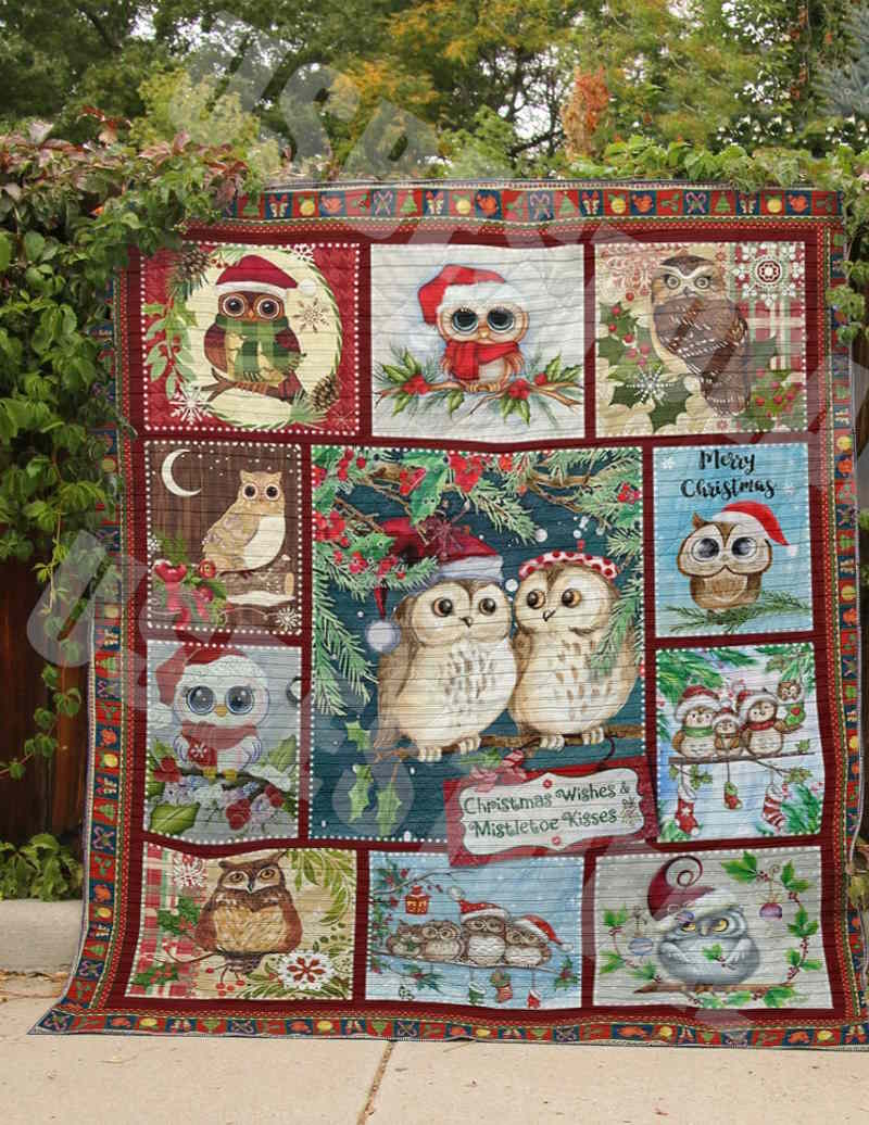 Owlmistletoe Kisses 3D Quilt Blanket