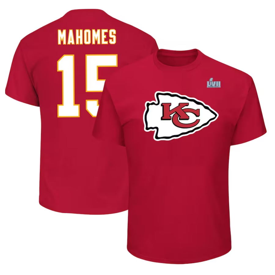 Patrick Mahomes Red Kansas City Chiefs Super Bowl LVII Big & Tall Name & Number T-Shirt