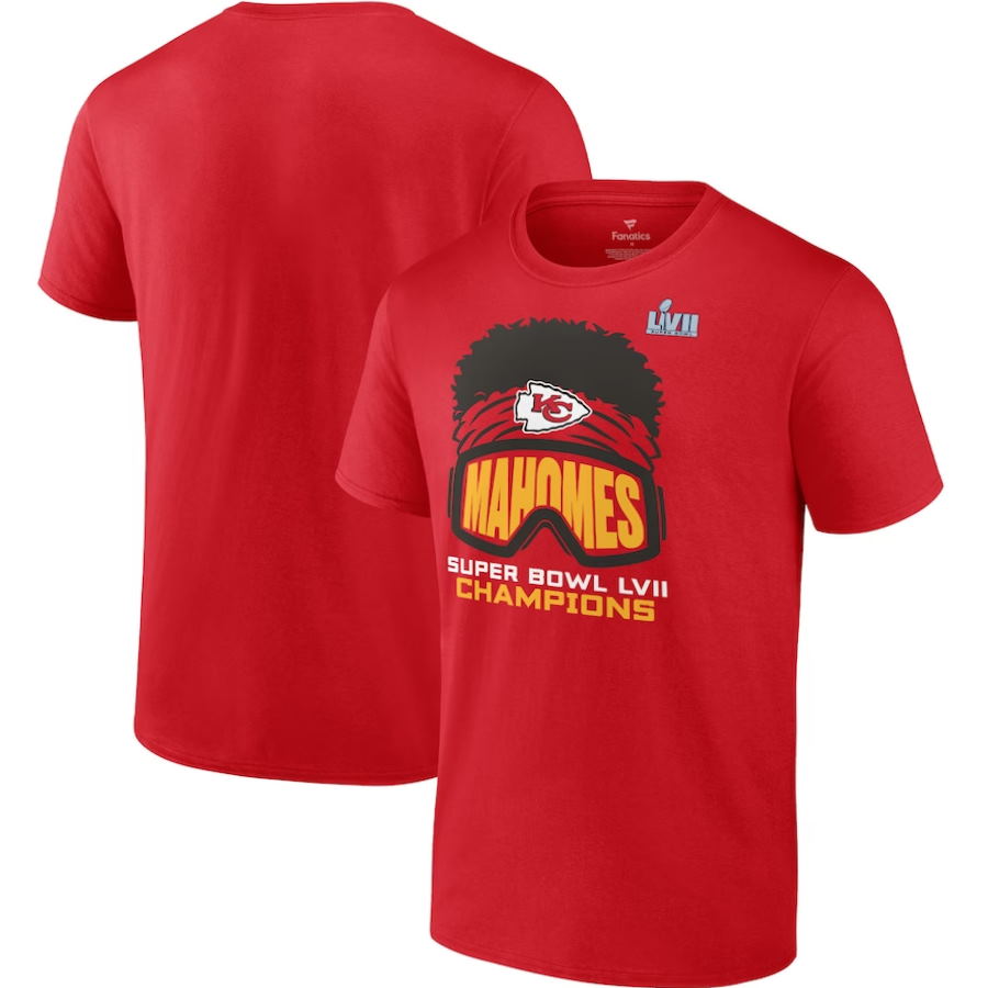 Patrick Mahomes Red Kansas City Chiefs Super Bowl LVII Champions Player Graphic T-Shirt