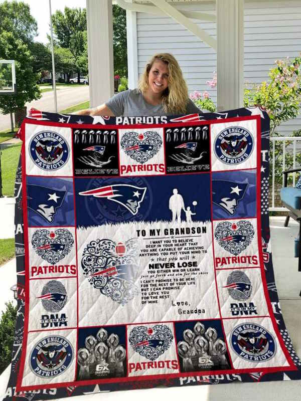 Patriots To My Grandson Love Grandpa Quilt Blanket