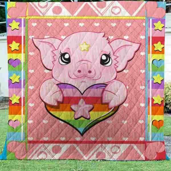 Pig Heart 3D Quilt Blanket