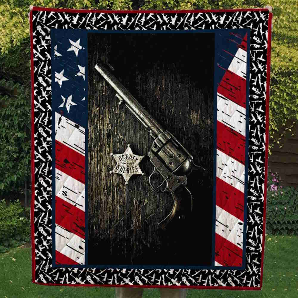 Police Sheriff Custom Patriotic Quilt Blanket