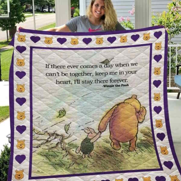 Pooh And Friend Fabric Purple 3D Quilt Blanket