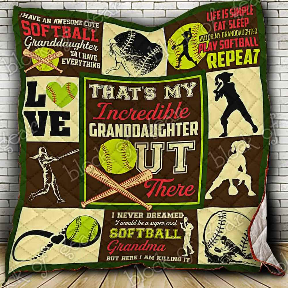 Proud Softball Grandma 3D Quilt Blanket