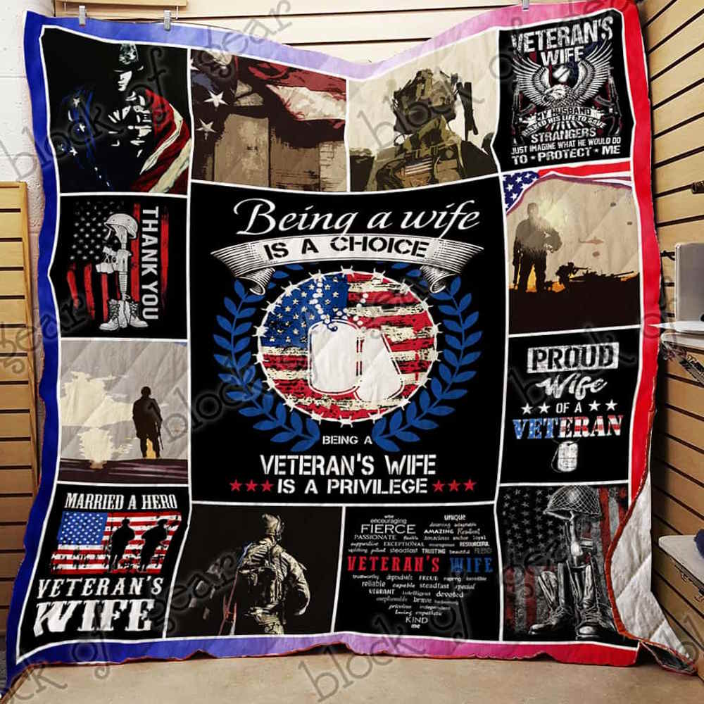 Proud Veteran’S Wife Quilt Blanket