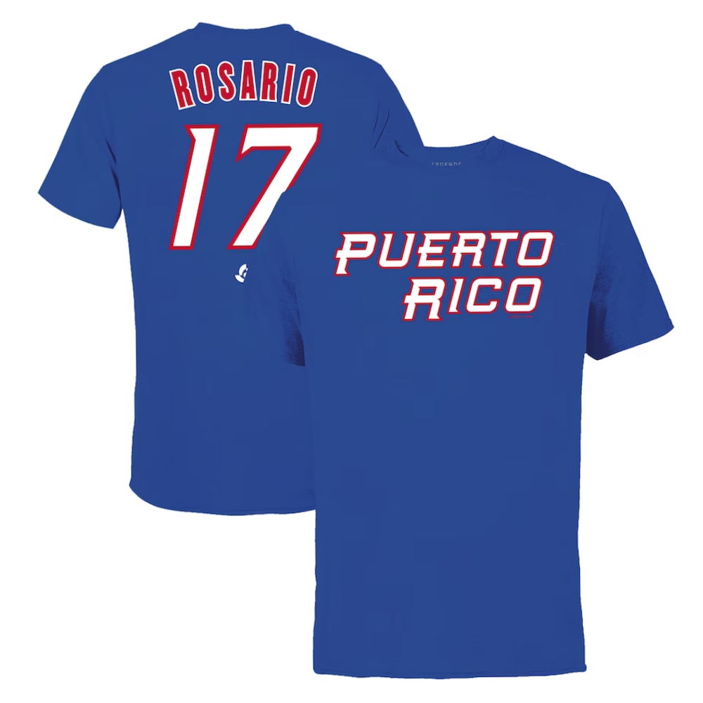 Puerto Rico Baseball Eddie Rosario 2023 World Baseball Classic Name & Number T-Shirt