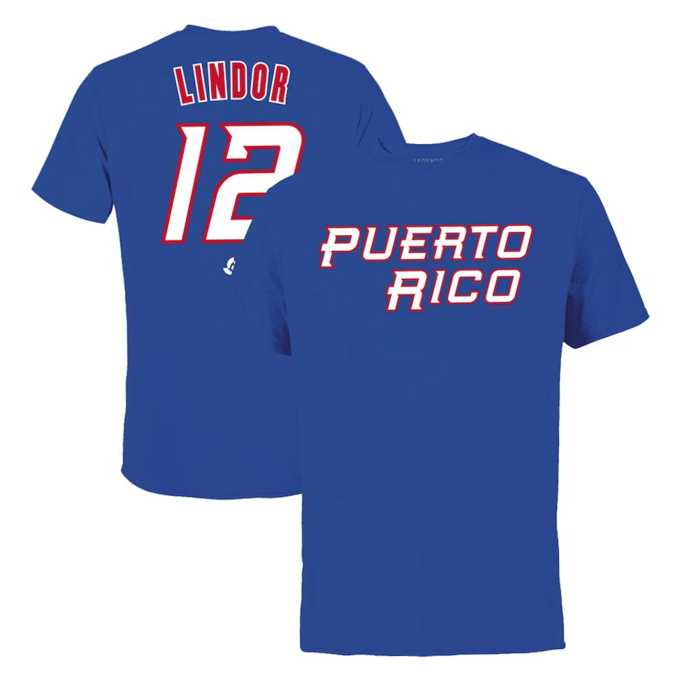 Puerto Rico Baseball Francisco Lindor 2023 World Baseball Classic Name & Number T-Shirt