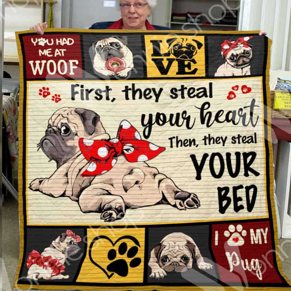 Pug Steal Your Bed 3D Quilt Blanket