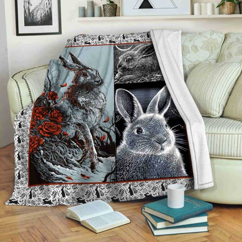 Rabbit Abstract 3D Quilt Blanket