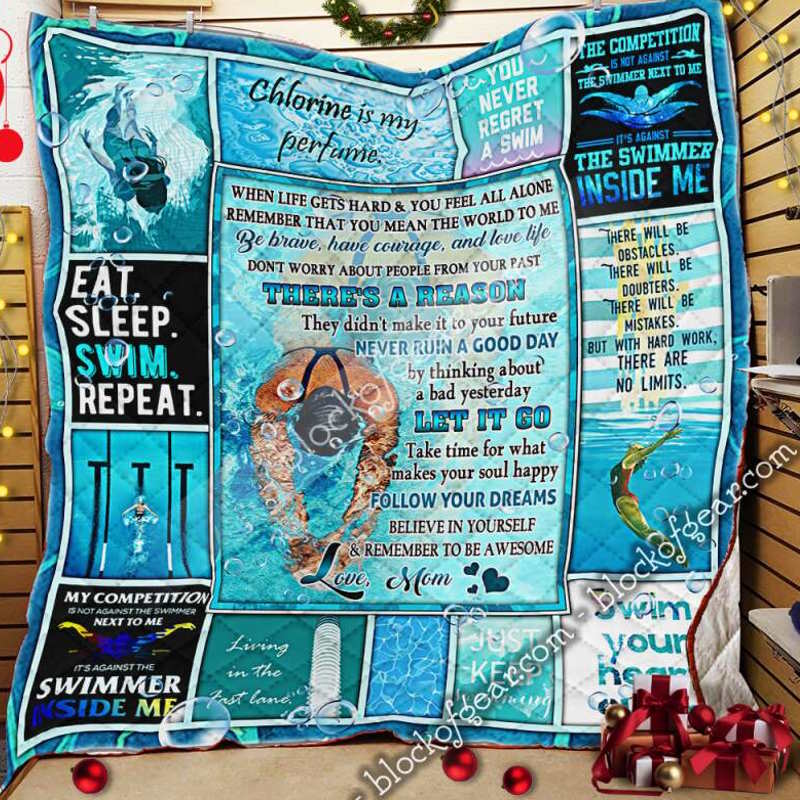 Remember To Be Awesome, Love, Mom Swimming 3D Quilt Blanket