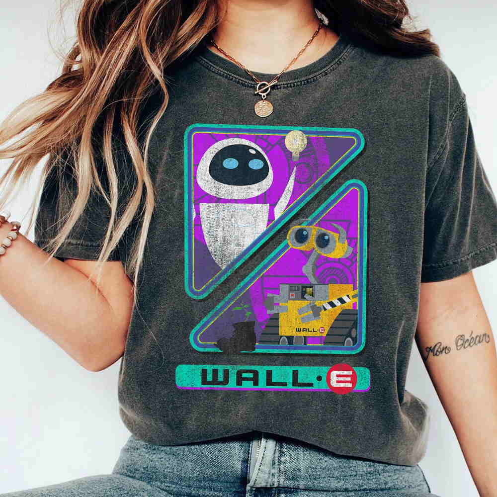 Retro Disney Pixar Wall-E Triangles And Eve Graphic T-Shirt