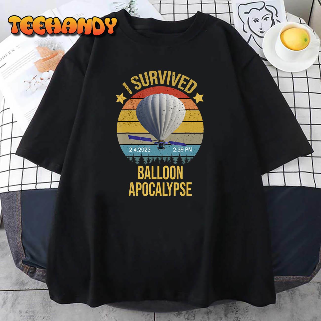 Retro I Survived Chinese Spy Balloon Apocalypse 2023 T-Shirt