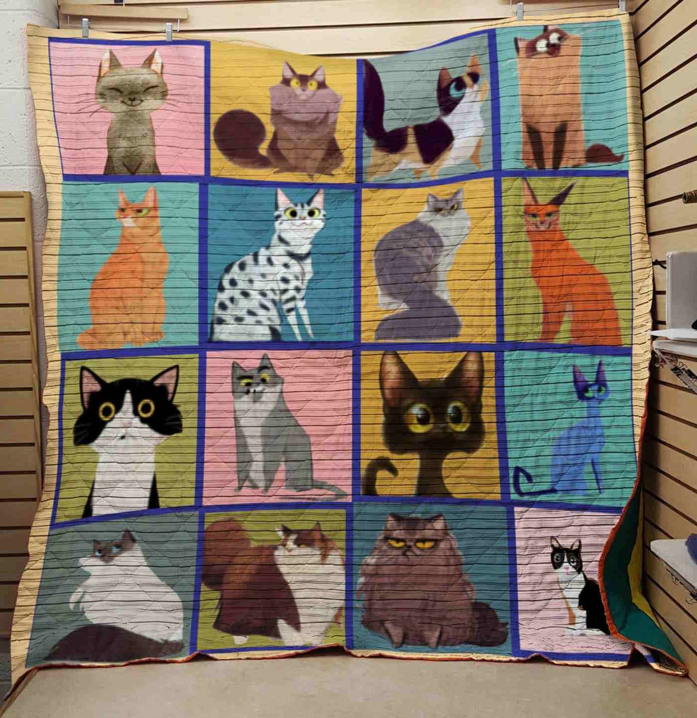 Round Eye Cat 3D Quilt Blanket