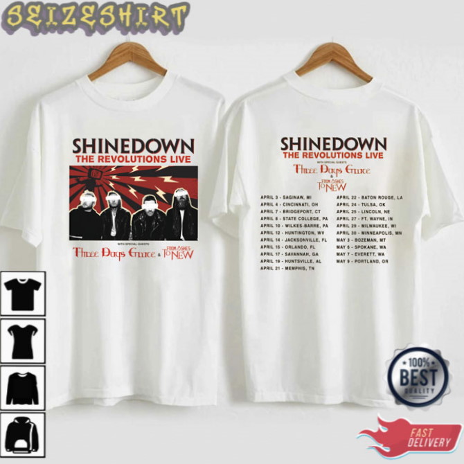Shinedown The Revolutions Live Tour 2023 Three Days Grace T-Shirt