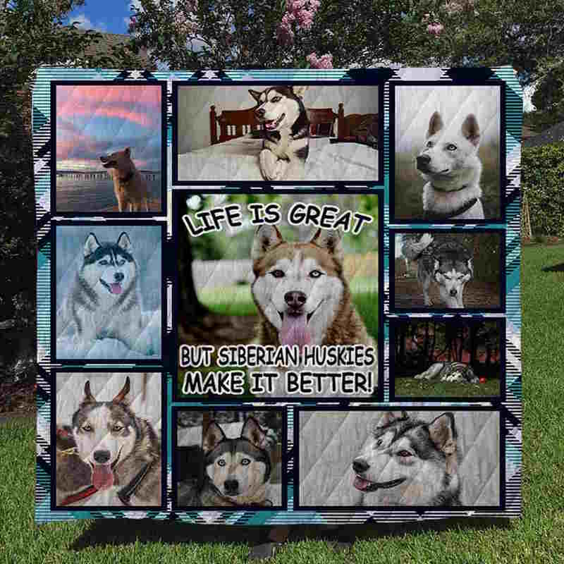 Siberian Huskies 3D Quilt Blanket