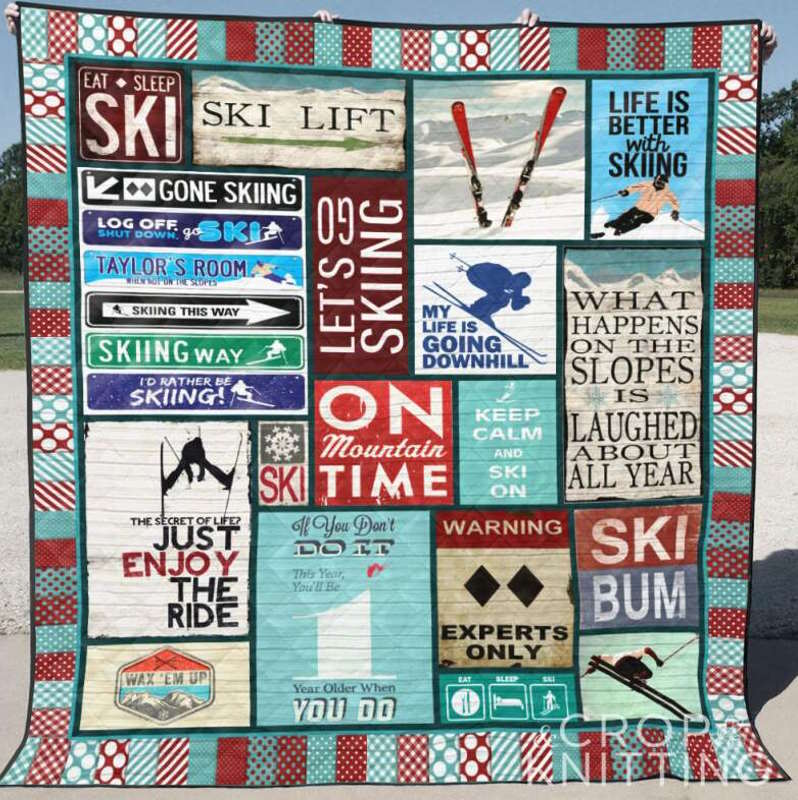 Ski Blue 3D Quilt Blanket