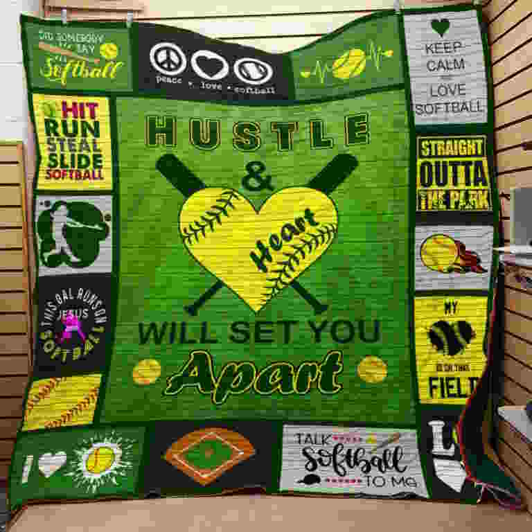 Softball Hustle Apart 3D Quilt Blanket