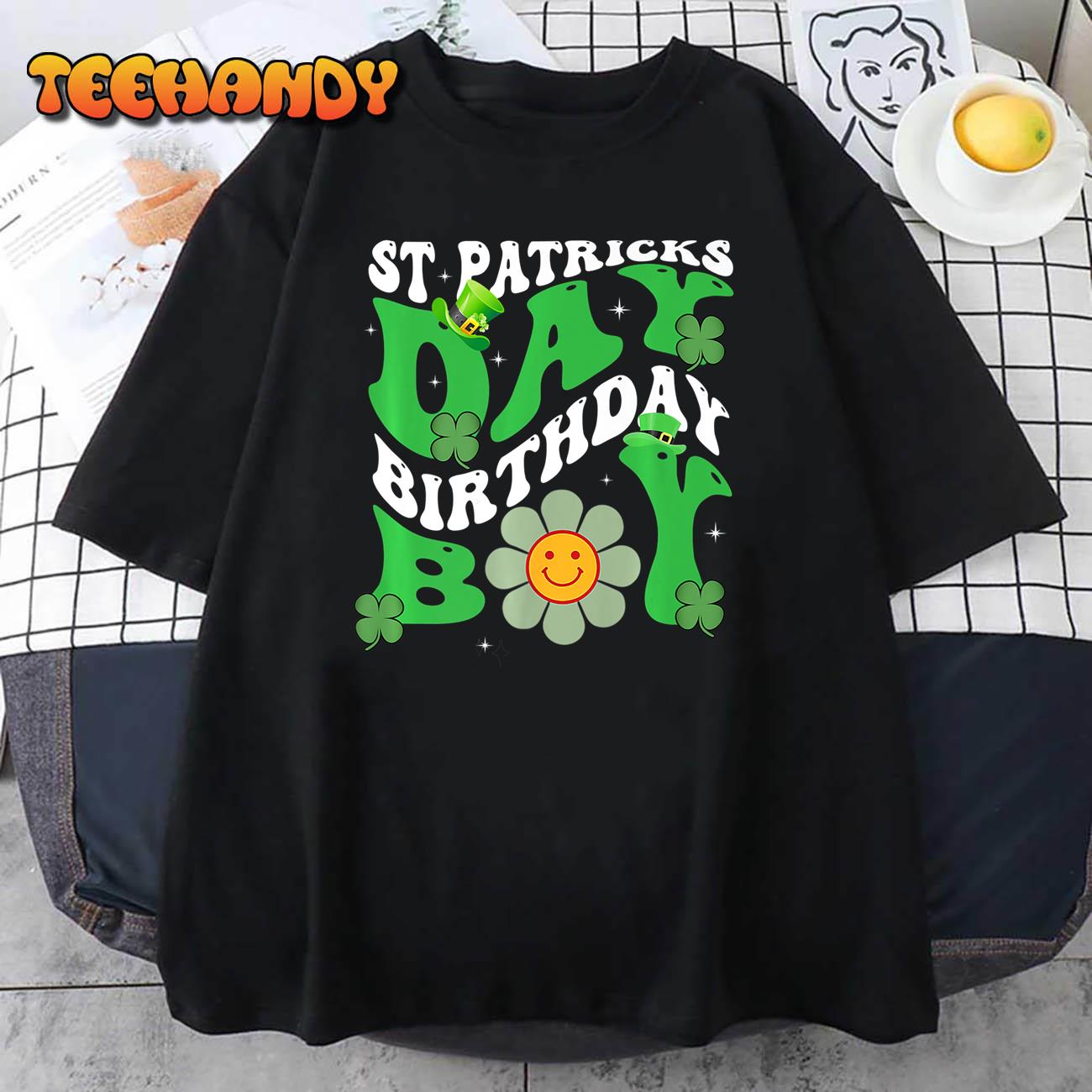 St Patricks Day Birthday Boy Born On Saint Paddys Groovy Premium T-Shirt