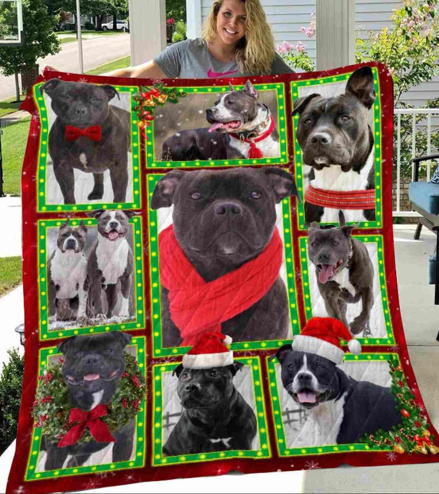 Staffordshire Bull Terrier Staffordshire Bull Terrier Christmas Quilt Blanket