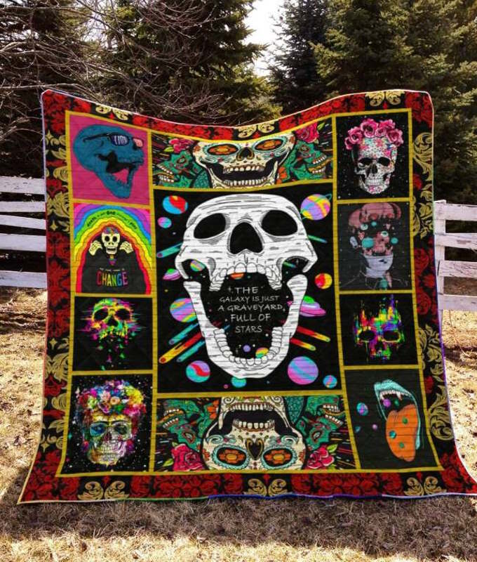 Sugar Skull Full Of Stars Chrismas Gift Quilt Blanket