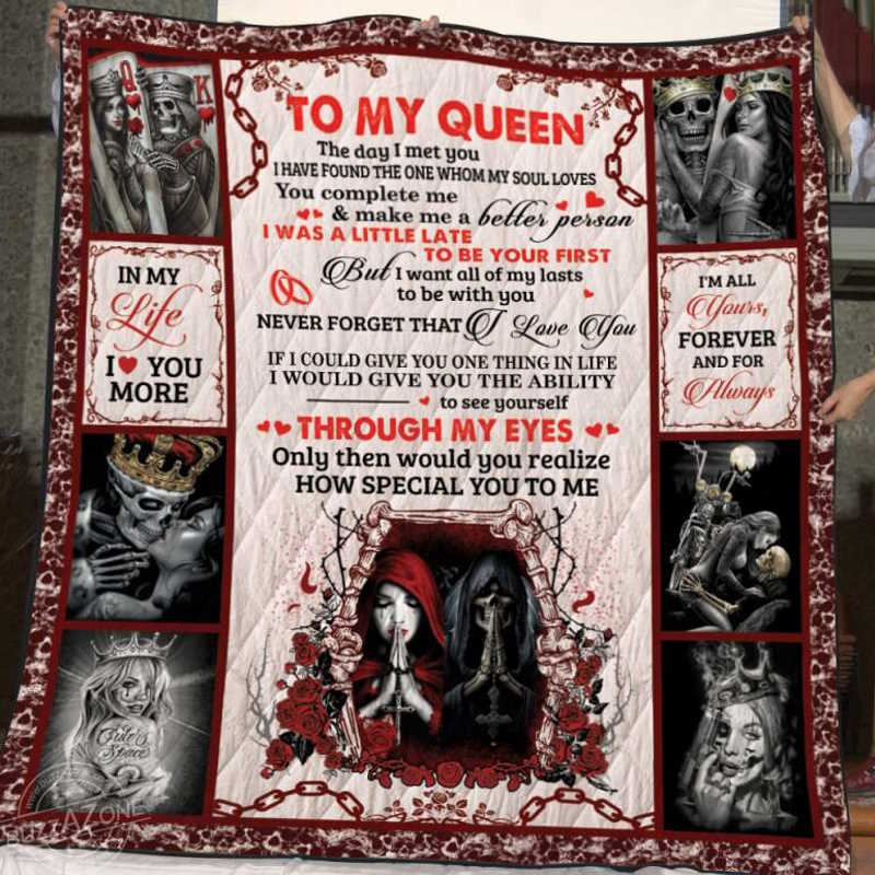 The Daymeet You Skull Quilt Blanket