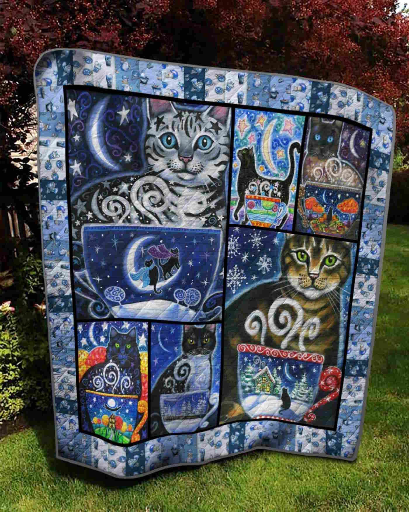 The Moon Cat 3D Quilt Blanket