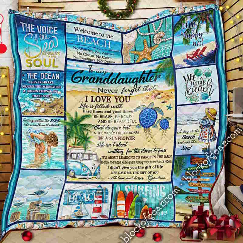 To My Granddaughter, Beach 3D Quilt Blanket