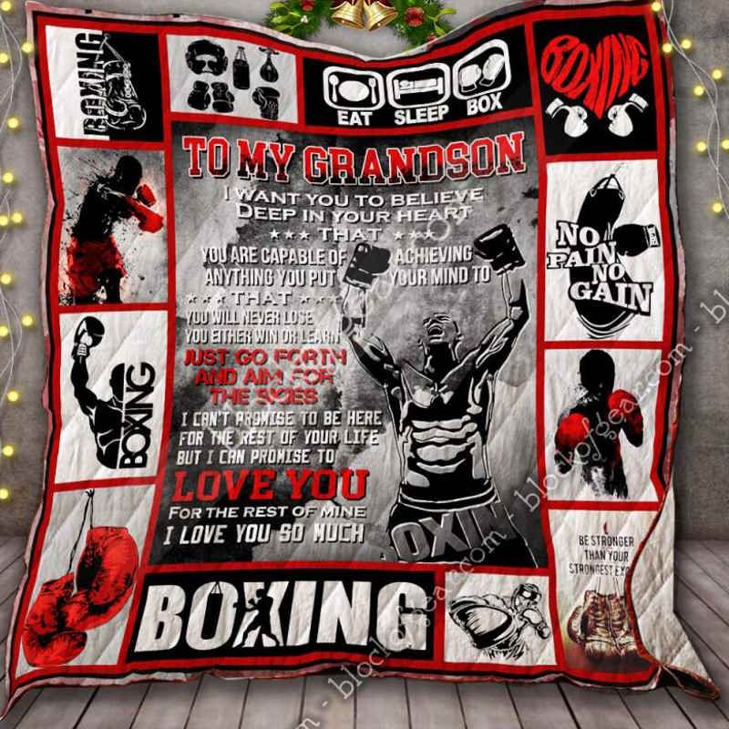 To My Grandson, Boxing Quilt Blanket