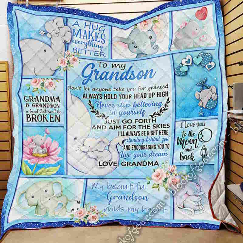 To My Grandson, Grandma 3D Quilt Blanket