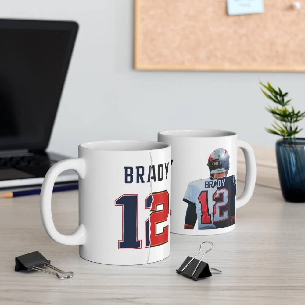 Tom Brady 12 Farewell Retirement Split Patriots And Buccaneers Inspired Mug