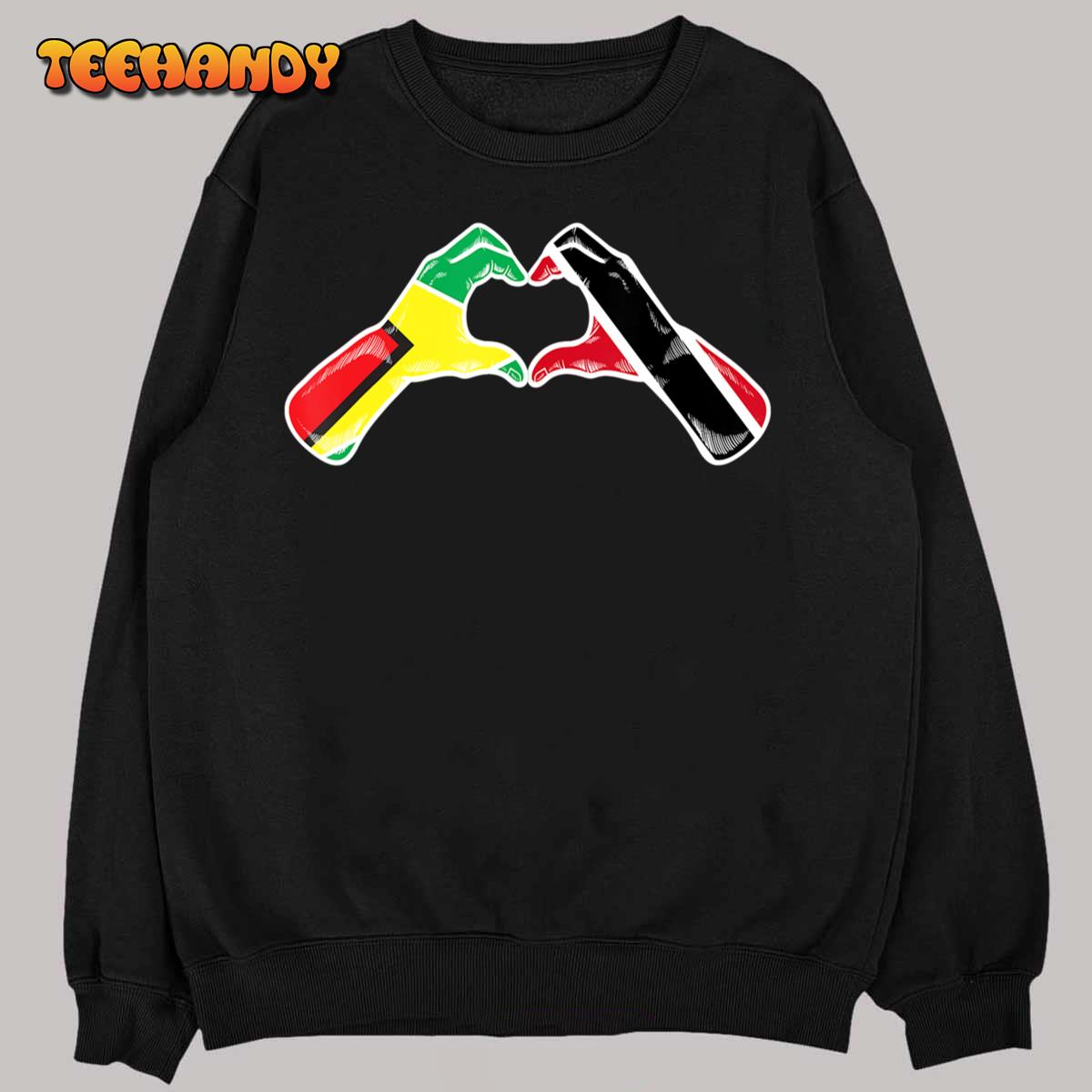 Trinidad And Tobago Guyana Flag Heart Mix Heritage T-Shirt