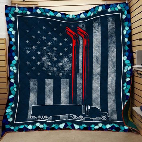 Trucker American Flag 3D Quilt Blanket