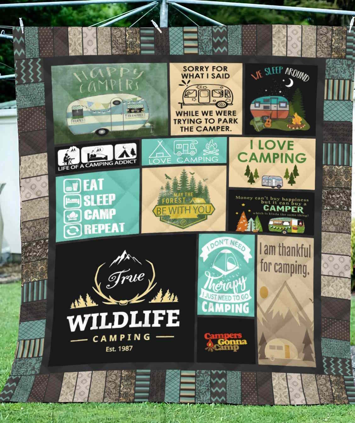 True Wildlife Camping 3D Quilt Blanket