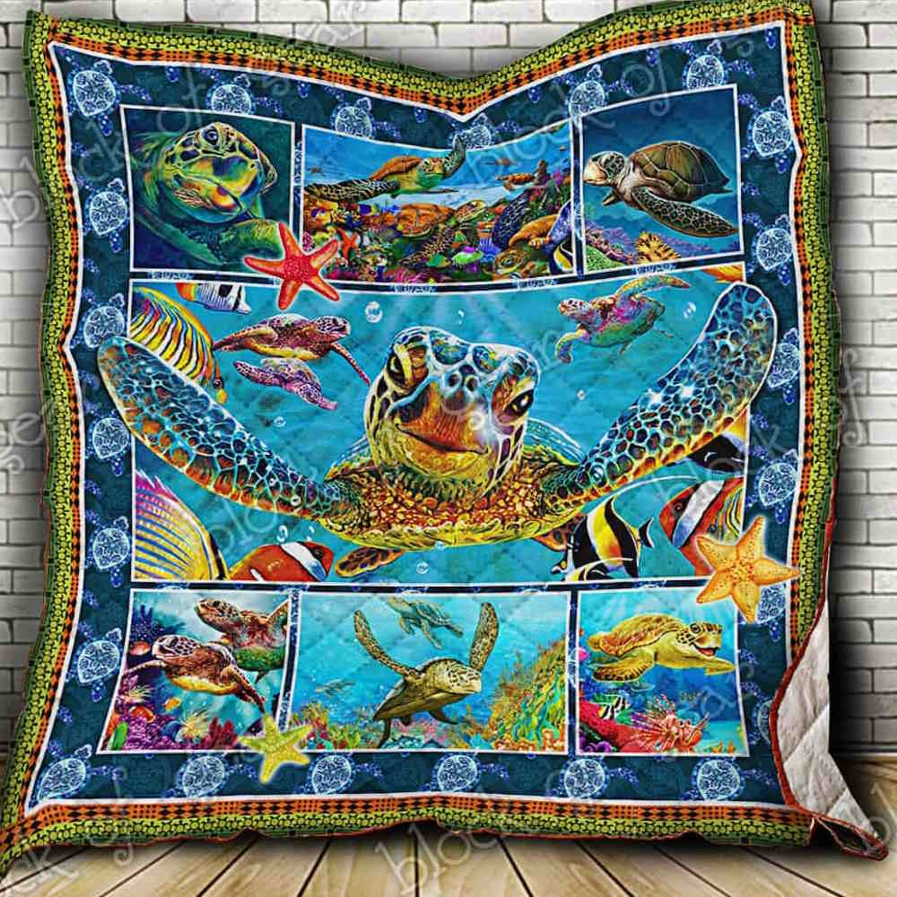 Turtle Hello From The Ocean Quilt Blanket