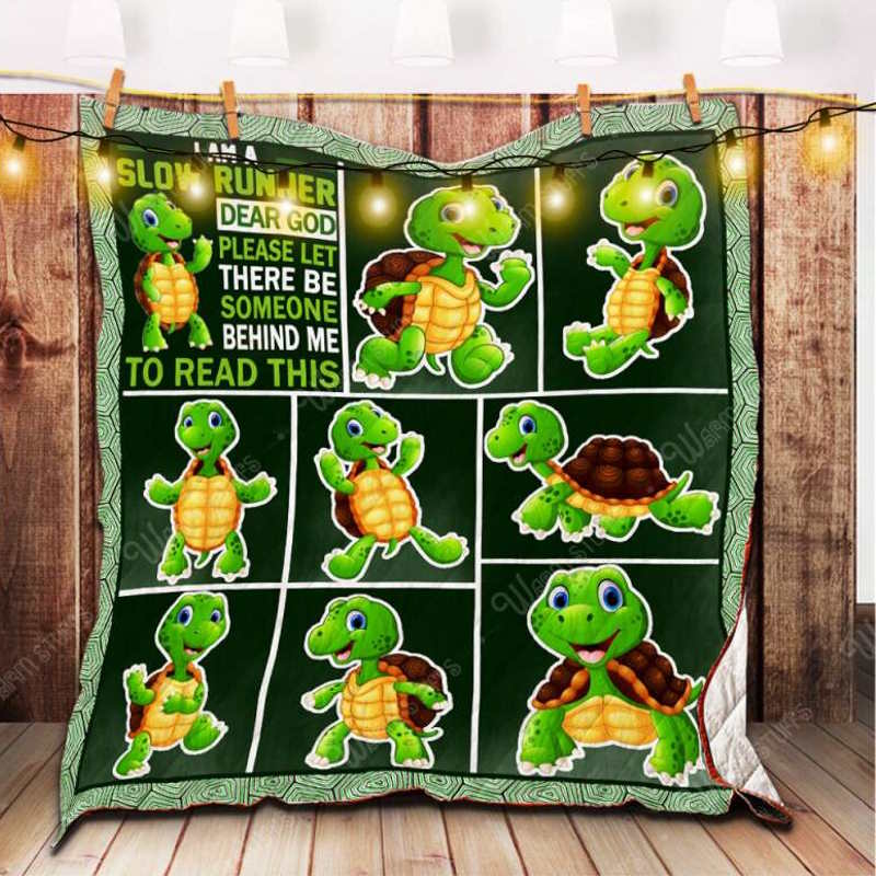 Turtle Running 3D Quilt Blanket