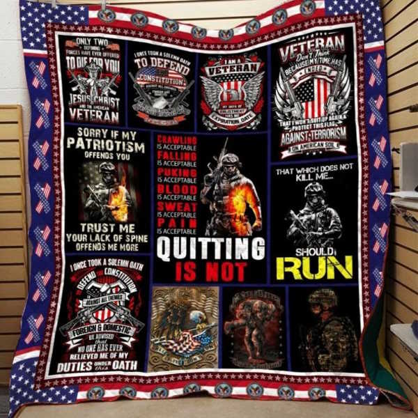 Us Veteran 3D Quilt Blanket