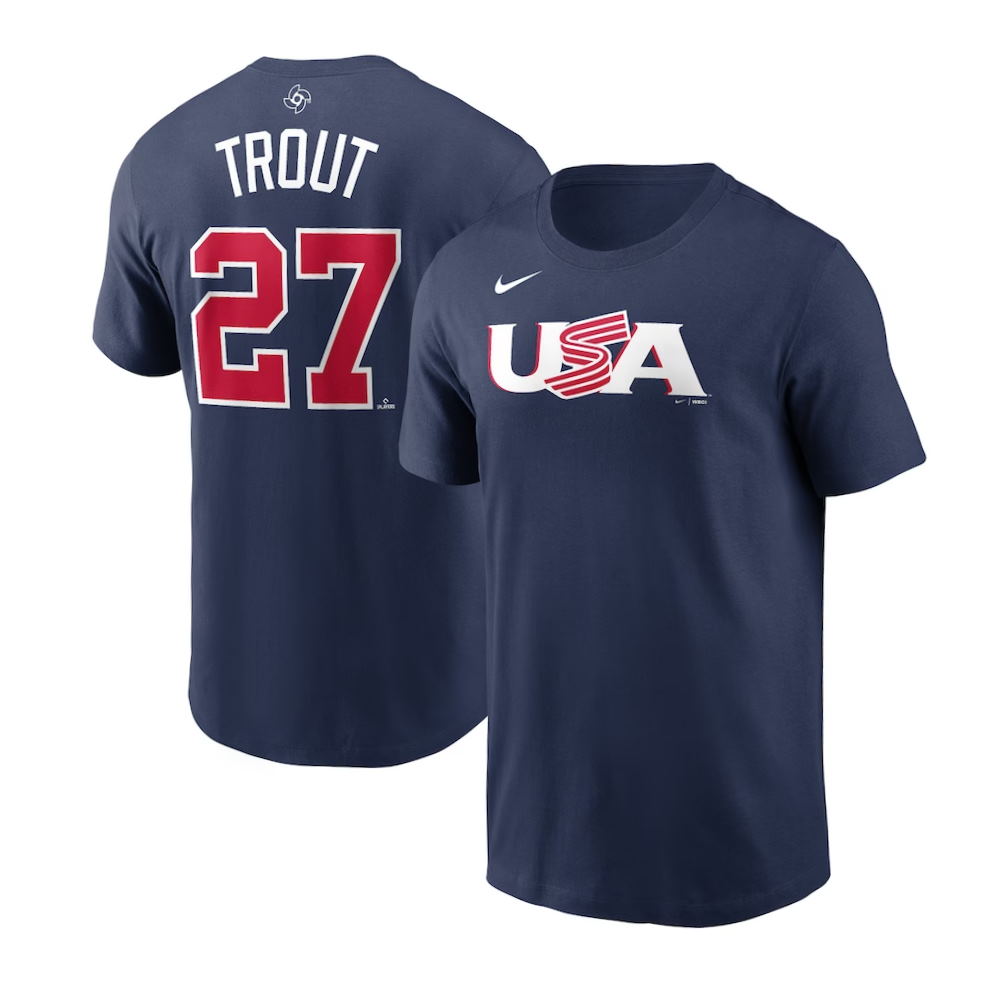 USA Baseball Mike Trout 2023 World Baseball Classic Name & Number T-Shirt