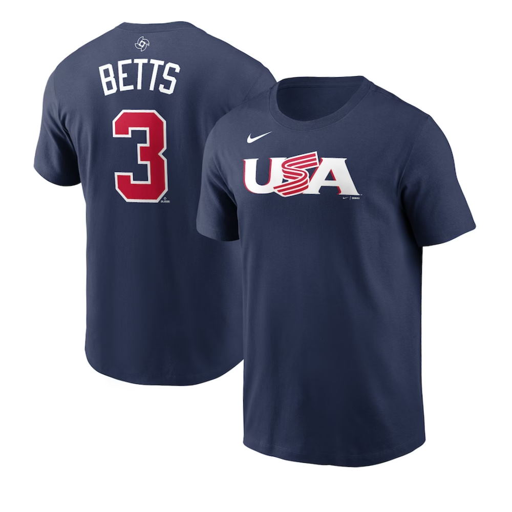 USA Baseball Mookie Betts 2023 World Baseball Classic Name & Number T-Shirt