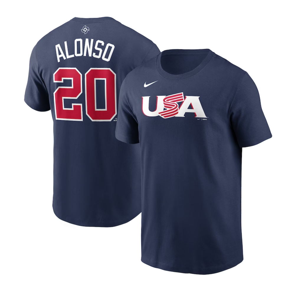 USA Baseball Pete Alonso 2023 World Baseball Classic Name & Number T-Shirt