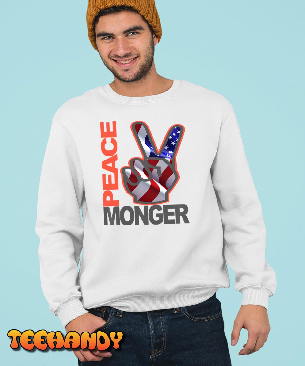 V For Victory Sign Peace Symbol Anti War Monger America Pullover Hoodie